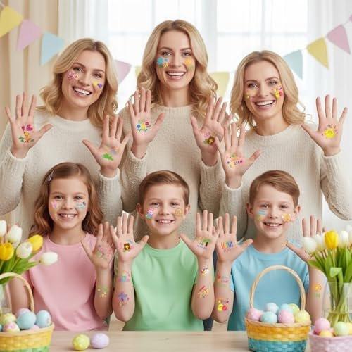 YVAINE 80 Stück Christliche Oster-Tattoos, Religiöse Osterhase-Kritzeleien, Jesus Kreuz temporäre Tattoos, wasserfest für Osterfeierlichkeiten