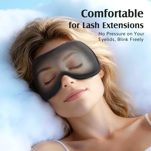 YFONG Schlafmaske für Wimpernverlängerungen – Bambusviskose & 100% Verdunkelung – Augenmaske für Damen und Herren – weiche 3D-Kontur-Augenklappe ohne Druck – atmungsaktiv & verstellbar – Schwarz