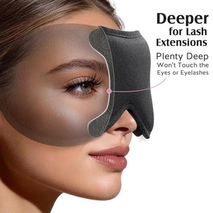 YFONG Schlafmaske für Wimpernverlängerungen – Bambusviskose & 100% Verdunkelung – Augenmaske für Damen und Herren – weiche 3D-Kontur-Augenklappe ohne Druck – atmungsaktiv & verstellbar – Schwarz