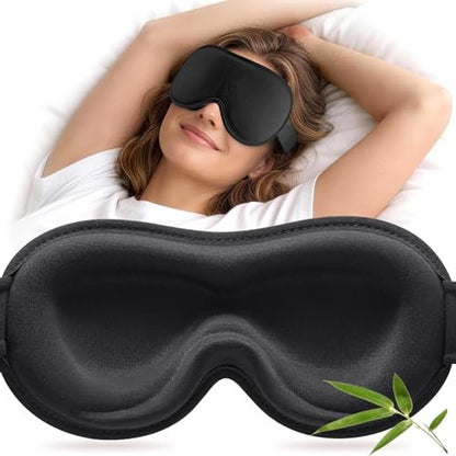 YFONG Schlafmaske für Wimpernverlängerungen – Bambusviskose & 100% Verdunkelung – Augenmaske für Damen und Herren – weiche 3D-Kontur-Augenklappe ohne Druck – atmungsaktiv & verstellbar – Schwarz