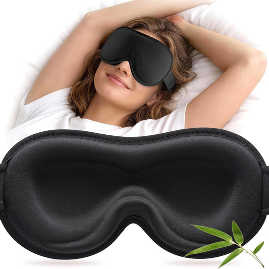 YFONG Schlafmaske für Wimpernverlängerungen – Bambusviskose & 100% Verdunkelung – Augenmaske für Damen und Herren – weiche 3D-Kontur-Augenklappe ohne Druck – atmungsaktiv & verstellbar – Schwarz