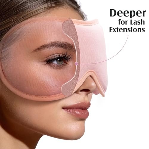 YFONG Schlafmaske für Wimpernverlängerungen – Bambusviskose & 100% blickdichte Augenmaske für Frauen Männer, weiche 3D-konturierte Null-Druck Schlafbrille für Reisen, atmungsaktiv & verstellbar, Pink