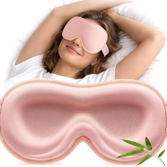 YFONG Schlafmaske für Wimpernverlängerungen – Bambusviskose & 100% blickdichte Augenmaske für Frauen Männer, weiche 3D-konturierte Null-Druck Schlafbrille für Reisen, atmungsaktiv & verstellbar, Pink