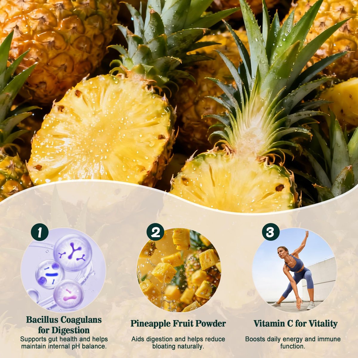 Probiotische Gummibärchen für Frauen – Vitaler Präbiotika-Quelle für feminine Gesundheit, pH-Balance & Geruchskontrolle – Vegane tägliche Verdauungs- & Immununterstützung, Ananasgeschmack, Zuckerfrei, 60 Stück