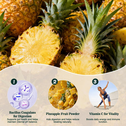 Probiotische Gummibärchen für Frauen – Vitaler Präbiotika-Quelle für feminine Gesundheit, pH-Balance & Geruchskontrolle – Vegane tägliche Verdauungs- & Immununterstützung, Ananasgeschmack, Zuckerfrei, 60 Stück