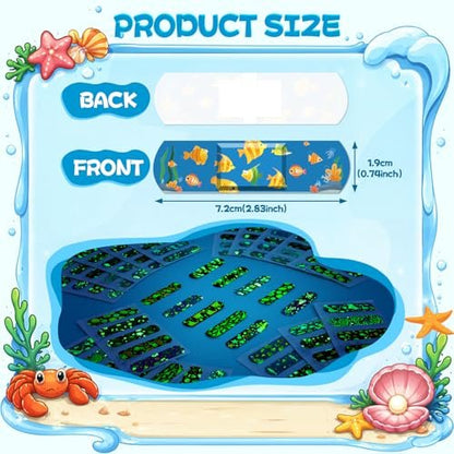150er-Pack Kinderpflaster, Leuchtende wasserdichte Pflaster, Einheitsgröße, 5 Designs, für kleine Schnitte, Schrammen und Erste Hilfe