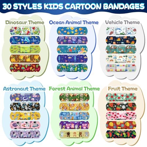 150er-Pack Kinderpflaster, Leuchtende wasserdichte Pflaster, Einheitsgröße, 5 Designs, für kleine Schnitte, Schrammen und Erste Hilfe