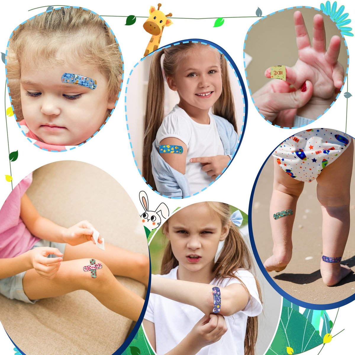 150er-Pack Kinderpflaster, Leuchtende wasserdichte Pflaster, Einheitsgröße, 5 Designs, für kleine Schnitte, Schrammen und Erste Hilfe
