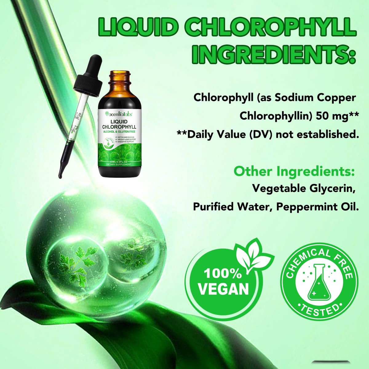 Moulis Flüssiges Chlorophyll – Tropfen zur natürlichen Körperfrische & Geruchskontrolle, 60 ml