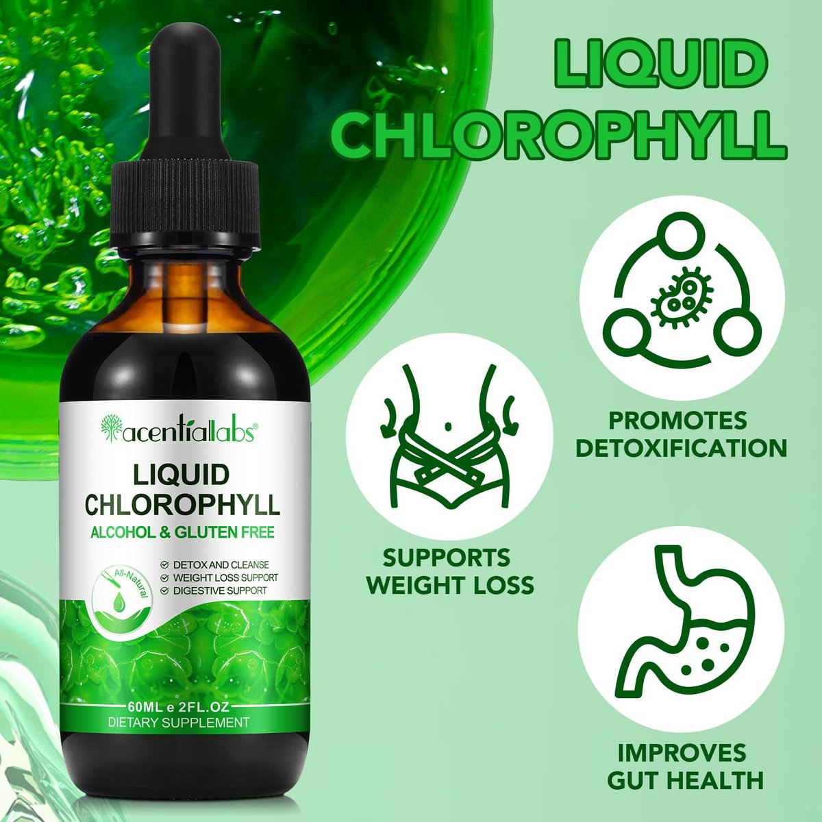 Moulis Flüssiges Chlorophyll – Tropfen zur natürlichen Körperfrische & Geruchskontrolle, 60 ml