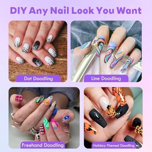 24 Farben Nagelkunst-Stifte Set, 0,5 mm Feinspitze Nagelmalstifte, ungiftig, schnell trocknend, wasserfest, für DIY Nageldesign, Grußkarten, Basteln, langanhaltend, hohe Deckkraft