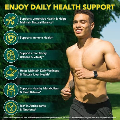 Lymphdrainage-Kapseln – 21-in-1 Wellness-Komplex mit Kurkuma, Bromelain, Echinacea & mehr – Unterstützung für das Lymphsystem (90 Kapseln)