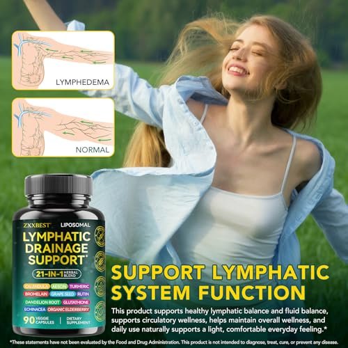 Lymphdrainage-Kapseln – 21-in-1 Wellness-Komplex mit Kurkuma, Bromelain, Echinacea & mehr – Unterstützung für das Lymphsystem (90 Kapseln)