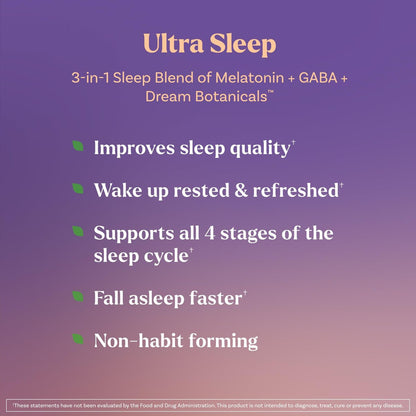 Natrol Ultra Sleep 3-in-1 – 100% Arzneimittelfreies Schlafmittel mit Melatonin, GABA & Kräutern, Nahrungsergänzungsmittel, Nicht gewohnheitsbildend, 30 schnell lösliche Tabletten
