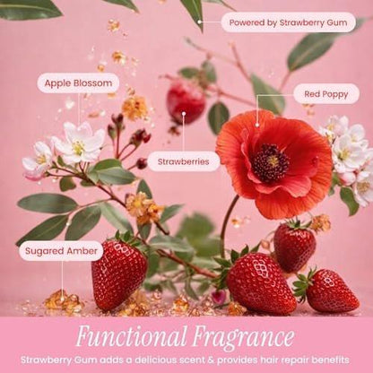 BONDIBOOST Strawberry Gum Haarmaske für geschädigtes Haar [250 ml], Tiefenpflegende Haarmaske, klinisch belegt zur Verbesserung von Spliss, Arganöl + Biotinoyl Tripeptid-1 Formel, sulfatfrei