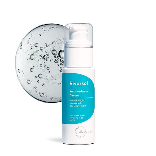 Riversol Rosacea Behandlung für das Gesicht | Anti-Rötungsserum für empfindliche Haut | Beruhigende Rötungslinderung | Vitamin C & E | Anti-Aging Formel | Duftstofffrei | Dermatologen entwickelt | Hergestellt in Kanada