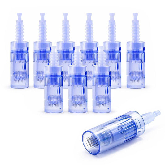 12 Pin Microneedling Ersatzkartuschen – 0,25 mm kosmetische Länge, Bajonettverschluss, Kompatibel mit A6 N2 M5 M7 Stiften, für die Heimanwendung – 10er Pack