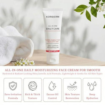 Koriderm Time Reverse Cream – Feuchtigkeitscreme für das Gesicht mit Centella Asiatica, All-in-One Hautpflege für hydratisierte & strahlende Haut, 50 ml