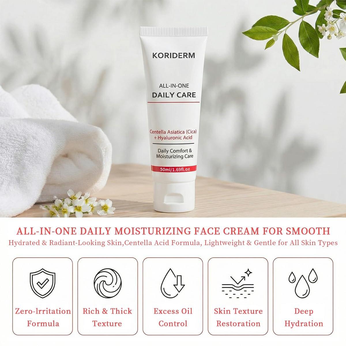 Koriderm Time Reverse Cream – Feuchtigkeitscreme für das Gesicht mit Centella Asiatica, All-in-One Hautpflege für hydratisierte & strahlende Haut, 50 ml