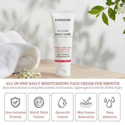 Koriderm Time Reverse Cream – Feuchtigkeitscreme für das Gesicht mit Centella Asiatica, All-in-One Hautpflege für hydratisierte & strahlende Haut, 50 ml