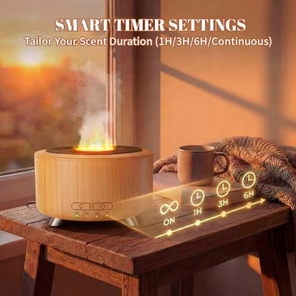 Aroma-Diffusor für Zuhause, 500 ml Ultraschall-Diffusor für ätherische Öle, Büro, Yoga, mit Auto-Abschaltung, 9 Farben LED-Nachtlicht, Holzoptik