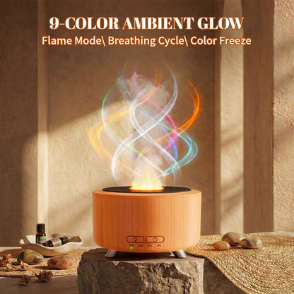 Aroma-Diffusor für Zuhause, 500 ml Ultraschall-Diffusor für ätherische Öle, Büro, Yoga, mit Auto-Abschaltung, 9 Farben LED-Nachtlicht, Holzoptik