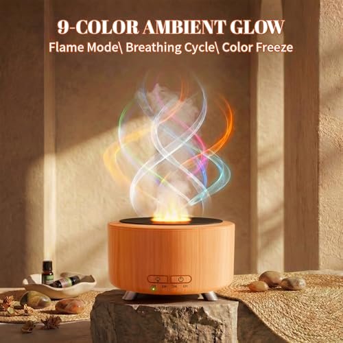 Aroma-Diffusor für Zuhause, 500 ml Ultraschall-Diffusor für ätherische Öle, Büro, Yoga, mit Auto-Abschaltung, 9 Farben LED-Nachtlicht, Holzoptik