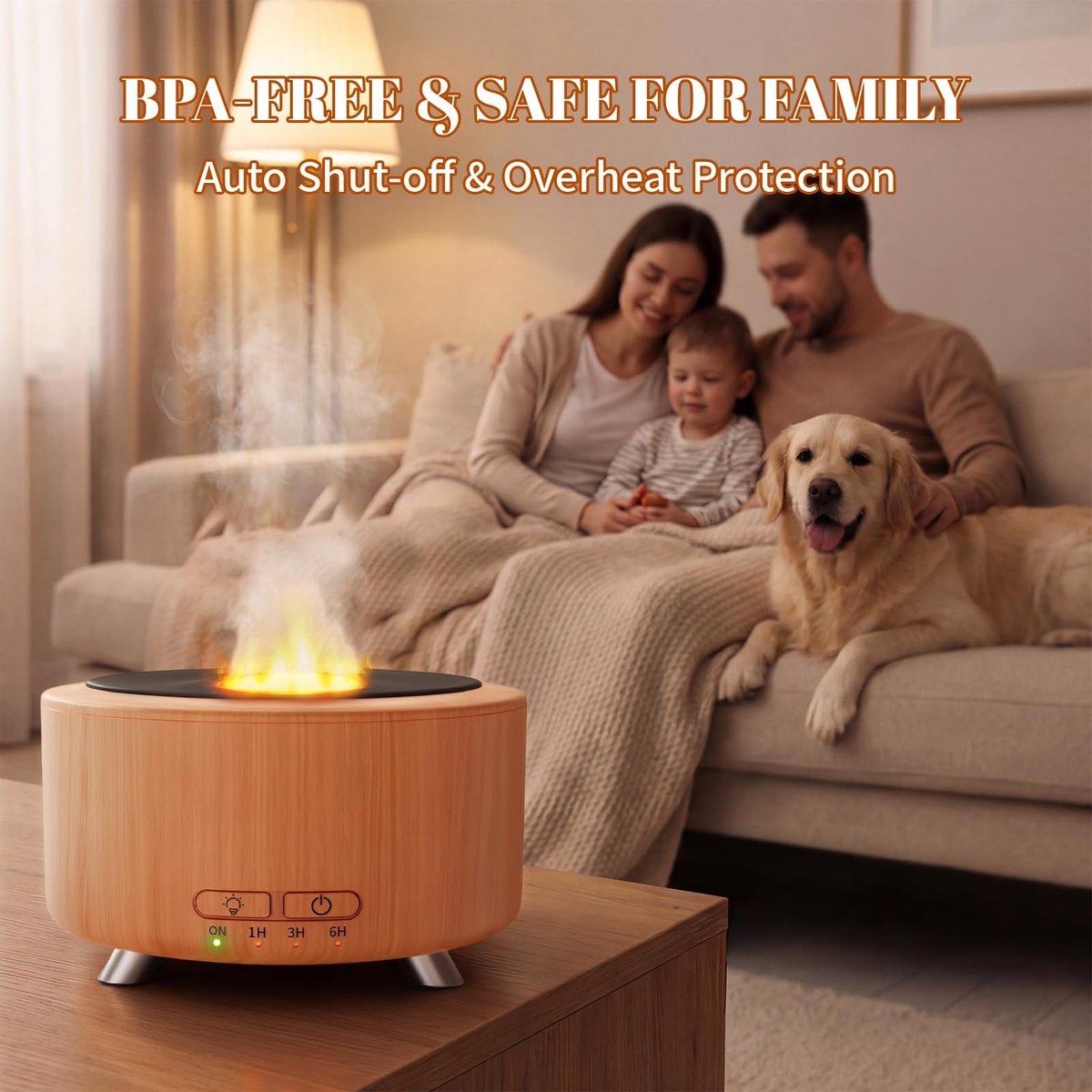 Aroma-Diffusor für Zuhause, 500 ml Ultraschall-Diffusor für ätherische Öle, Büro, Yoga, mit Auto-Abschaltung, 9 Farben LED-Nachtlicht, Holzoptik