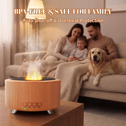 Aroma-Diffusor für Zuhause, 500 ml Ultraschall-Diffusor für ätherische Öle, Büro, Yoga, mit Auto-Abschaltung, 9 Farben LED-Nachtlicht, Holzoptik
