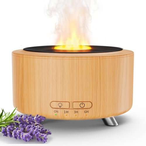 Aroma-Diffusor für Zuhause, 500 ml Ultraschall-Diffusor für ätherische Öle, Büro, Yoga, mit Auto-Abschaltung, 9 Farben LED-Nachtlicht, Holzoptik