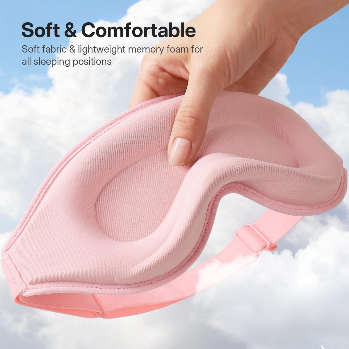 LitBear Lange Wimpern Schlafmaske für Frauen und Männer – 3D konturierte lichtblockierende Schlafmaske, weich und bequem, mit verstellbarem Riemen und Aufbewahrungstasche, Rosa