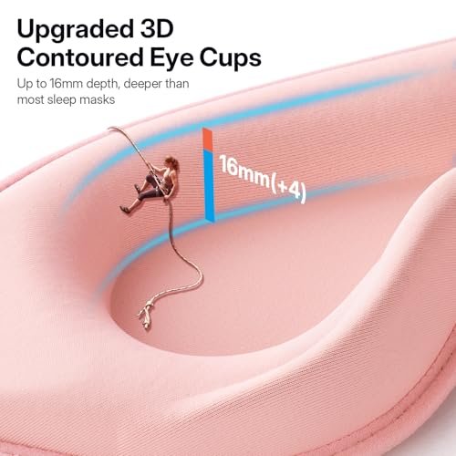 LitBear Lange Wimpern Schlafmaske für Frauen und Männer – 3D konturierte lichtblockierende Schlafmaske, weich und bequem, mit verstellbarem Riemen und Aufbewahrungstasche, Rosa