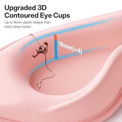 LitBear Lange Wimpern Schlafmaske für Frauen und Männer – 3D konturierte lichtblockierende Schlafmaske, weich und bequem, mit verstellbarem Riemen und Aufbewahrungstasche, Rosa