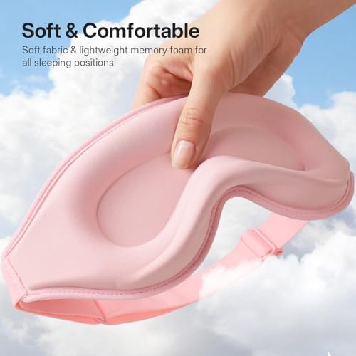 LitBear Lange Wimpern Schlafmaske für Frauen und Männer – 3D konturierte lichtblockierende Schlafmaske, weich und bequem, mit verstellbarem Riemen und Aufbewahrungstasche, Rosa