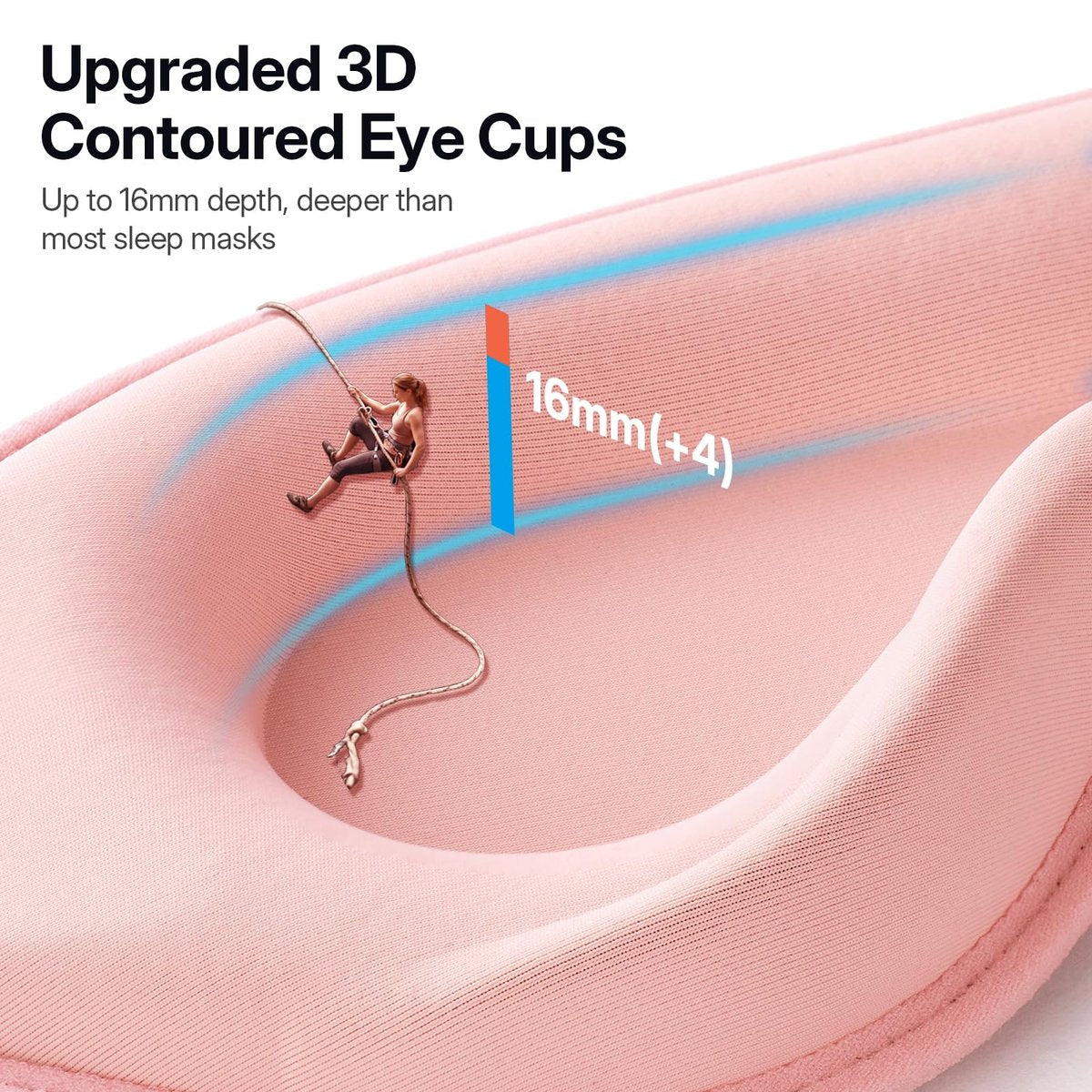 LitBear Lange Wimpern Schlafmaske für Frauen und Männer – 3D konturierte lichtblockierende Schlafmaske, weich und bequem, mit verstellbarem Riemen und Aufbewahrungstasche, Rosa