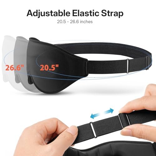LitBear 3D Konturierte Schlafmaske mit langen Wimpern für seitliche Schläfer – Weiche, bequeme Augenmaske mit verstellbarem Riemen, inklusive Aufbewahrungstasche, Schwarz