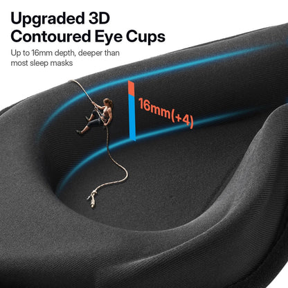 LitBear 3D Konturierte Schlafmaske mit langen Wimpern für seitliche Schläfer – Weiche, bequeme Augenmaske mit verstellbarem Riemen, inklusive Aufbewahrungstasche, Schwarz