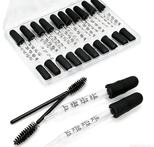 22-teiliges Glaspipetten-Set mit 20 Pipetten und 2 Reinigungswerkzeugen – 1 ml gerade und gebogene Pipettenspitzen für Medizin, Öle und Flüssigkeiten, geeignet für Labor, Basteln, Ohren-, Augenpflege und Flüssigkeitstransfer