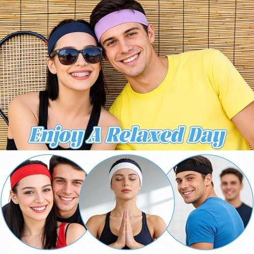Viliqiou 14-teiliges Sport-Stirnband für Damen – Elastisch, weich, rutschfest – modische Schweißbänder für Herren & Damen, ideal für Workout, Laufen, Yoga & Reisen