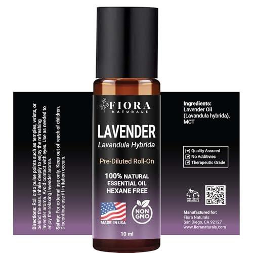 Lavendel Ätherisches Öl Roll-On – Beruhigendes Lavendelöl für Entspannung, Schlaf & Hautpflege, Aromatherapie-Roller, Lavendel-Rollerball, Beruhigendes Geschenk für Frauen und Männer von Fiora Naturals