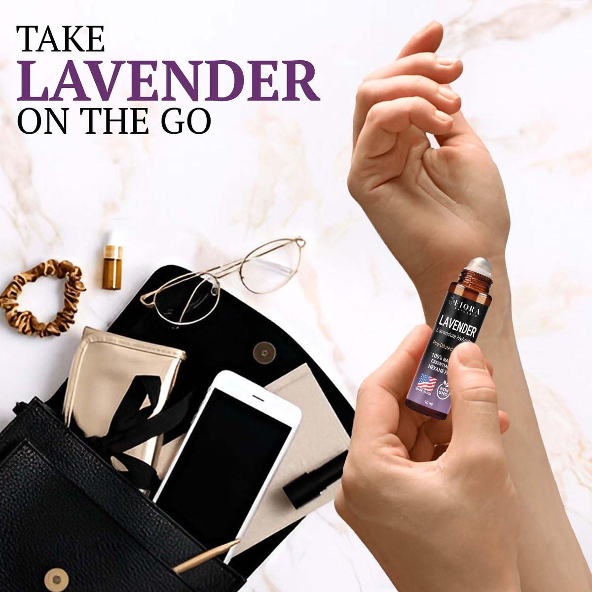 Lavendel Ätherisches Öl Roll-On – Beruhigendes Lavendelöl für Entspannung, Schlaf & Hautpflege, Aromatherapie-Roller, Lavendel-Rollerball, Beruhigendes Geschenk für Frauen und Männer von Fiora Naturals