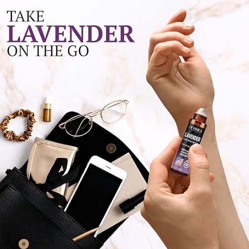 Lavendel Ätherisches Öl Roll-On – Beruhigendes Lavendelöl für Entspannung, Schlaf & Hautpflege, Aromatherapie-Roller, Lavendel-Rollerball, Beruhigendes Geschenk für Frauen und Männer von Fiora Naturals