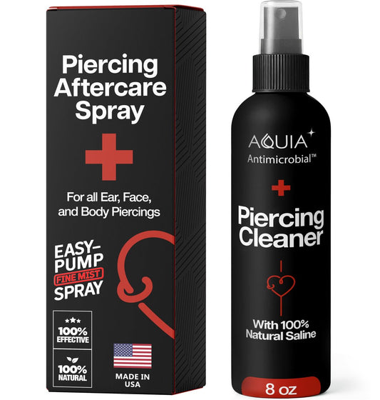 Piercing Aftercare Spray | Ohrloch Reiniger 240ml | Kochsalzlösung für Piercings; Pflege für gepiercte Ohren, Septum, Bauch, Nase, Körper; Piercing Reiniger Salzspray