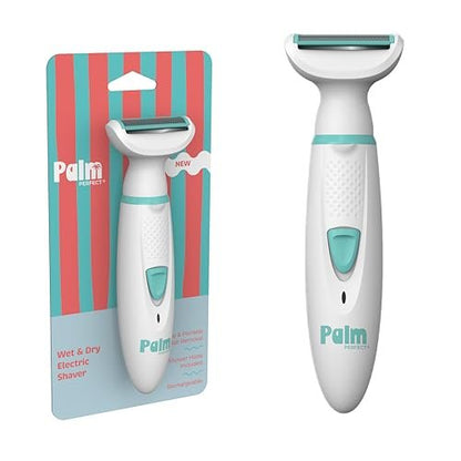 PalmPerfect Wiederaufladbarer Rasierer für Frauen – Wasserdichter Elektrorasierer mit integrierter LED-Leuchte – Inklusive platzsparender Duschhalterung und USB-Ladekabel – Sicher für alle Körperteile