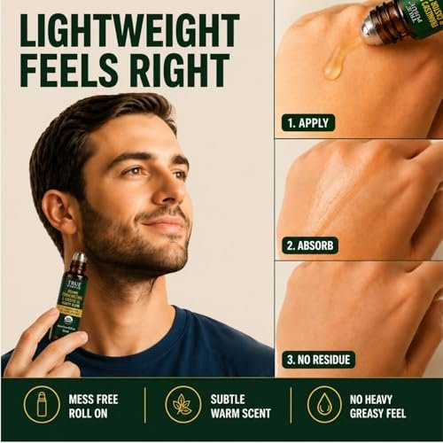 Bio Weihrauch und Rizinusöl Roll-On – Augenroller – 100% reines und natürliches Öl für Gesicht, Augenringe, unter den Augen, Wimpern, Augenbrauen, Haare, Körper und Hautpflege – Hexanfrei – 10 ml
