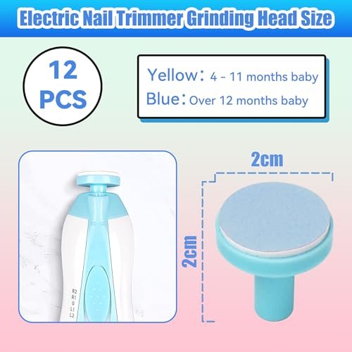 12-teilige Baby Nagelfeilen Pads, Ersatzpads für elektrische Baby Nagelschneider, kompatibel mit Standard-Geräten, für Neugeborene, Kleinkinder (4-11, über 12 Monate)