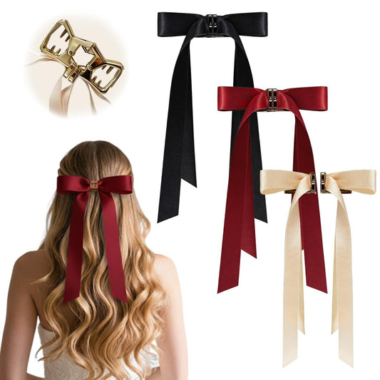 3er-Set Magnetische Haarspangen: Butterfly-Clips mit starkem Halt – Champagner, Burgunder, Premium Schwarz
