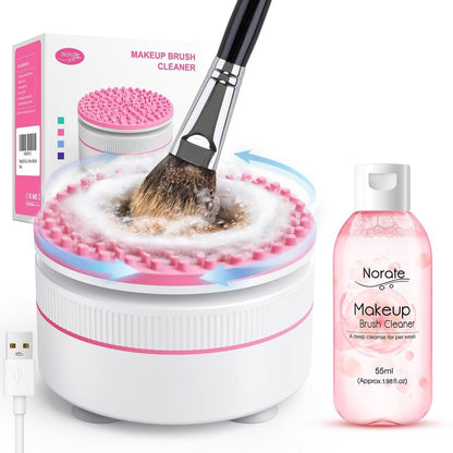Norate Elektrischer Make-up-Pinsel-Reiniger & Tiefenreinigungsset, Automatischer Spiral-Waschmaschine mit 56 ml tierversuchsfreiem Shampoo, Entfernt schnell Rückstände, Ideales Geschenk für Frauen und Make-up-Liebhaber