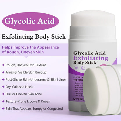Glykolsäure-Stick – AHA 7% + BHA 0,5% für raue, holprige Haut & KP, sanfter Peeling-Stick mit Sheabutter, Duftfrei, für alle Hauttypen, 2,65 oz