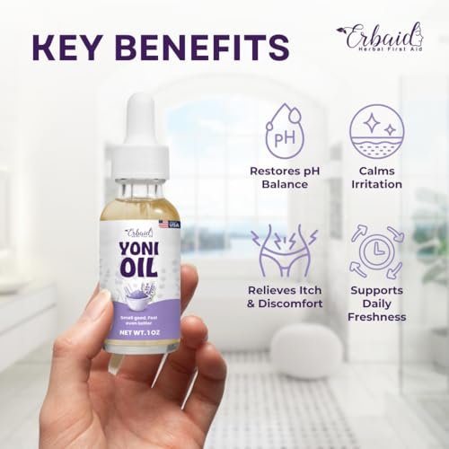 Yoni Oil – Natürliches Frauenöl für Intimbereich, Geruchskontrolle, dunkle Flecken, eingewachsene Haare & Hautaufhellung – pH-ausgeglichen, feuchtigkeitsspendend, Kräuterserum mit ätherischen Ölen – Intimpflege, hergestellt in USA